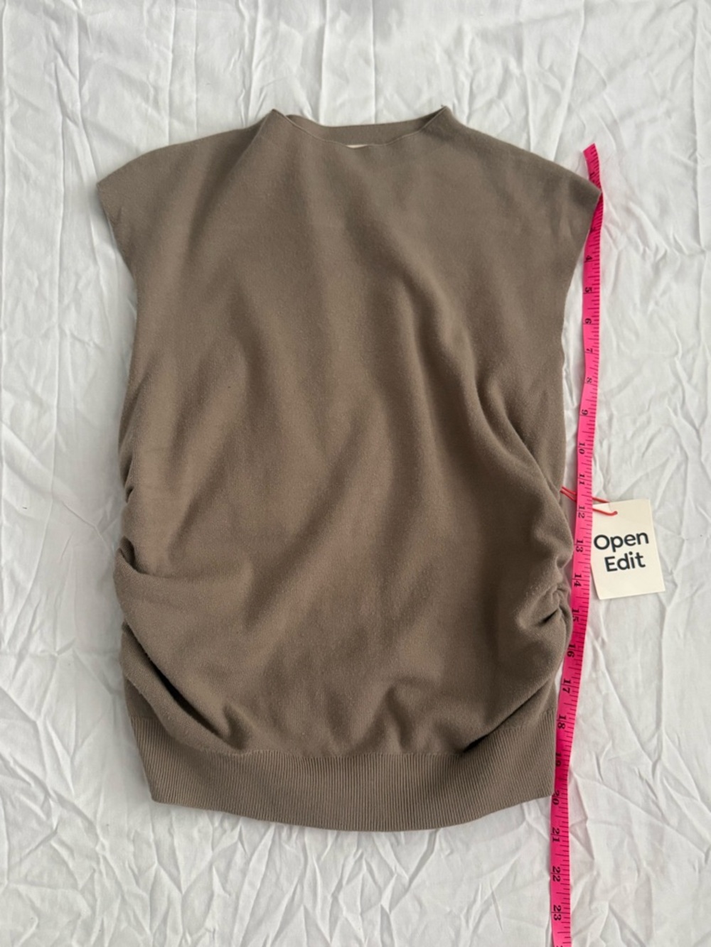 Open Edit Draped Knit Top Taupe Size Medium NWT